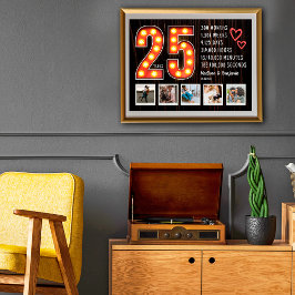 Retro 25-årsjubileum Hearts Anpassningsbar Photo C Poster