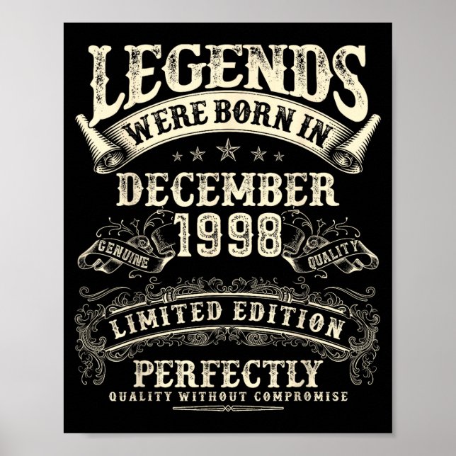 Retro 27-årsdag för män 27 år gammal December 1 Poster (Framsidan)