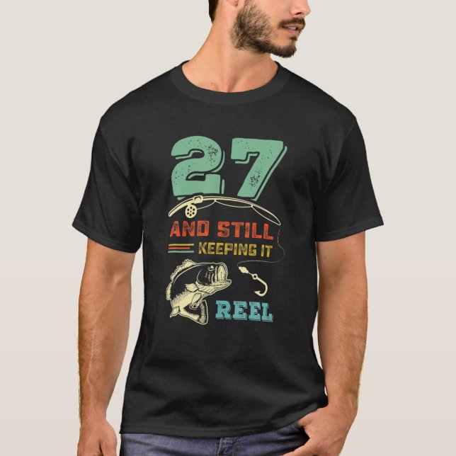 Retro 27:e födelsedag Fiskare efter turing 27 Fisk T Shirt (Framsida)