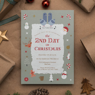 Retro 2:a juldagen Belad jul Party Inbjudningar