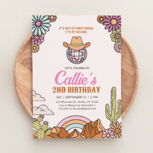 Retro 2:a rodeo Western Birthday-inbjudan Inbjudningar