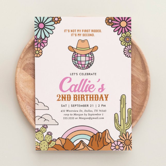 Retro 2:a rodeo Western Birthday-inbjudan Inbjudningar (Skapare uppladdad)