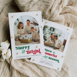 Retro 2 Photo jul Card Boho Helgdag Bright Julkort