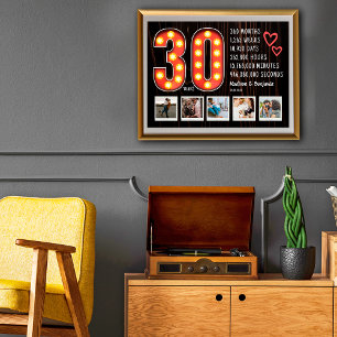 Retro 30-årsjubileum Hjärtan Anpassad fotokollage Poster