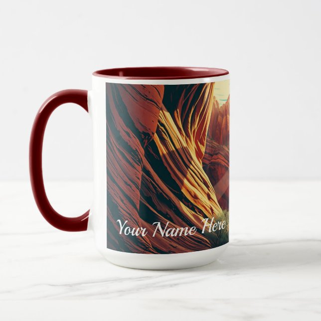 Retro 30-tal Zion National Park Groovy Solnedgång Mugg (Vänster)
