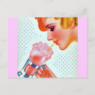 Retro 30-tals Milkshake vykort