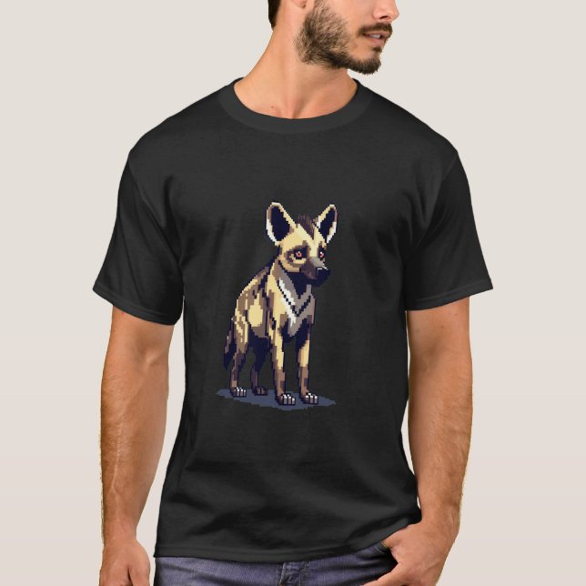 Retro 32-bitars spel Pixel Art Hyena T Shirt (Framsida)