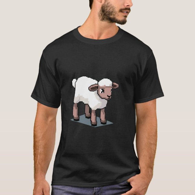 Retro 32-bitars spel Pixel Art Lamm T Shirt (Framsida)