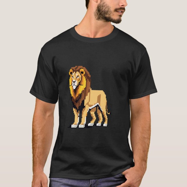 Retro 32-bitars spelpixelkonst Lejon T Shirt (Framsida)
