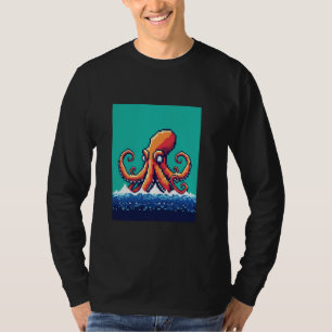 Retro 32-bitars Stil-spel Pixel Art Kraken T Shirt