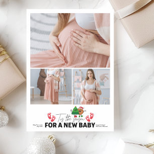 Retro 3-foto Tis Season Gravid Announceme Julkort