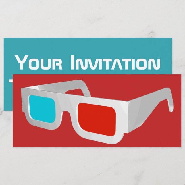 Retro 3D-glasögon Grafik Inbjudningar (Fram/baksida)