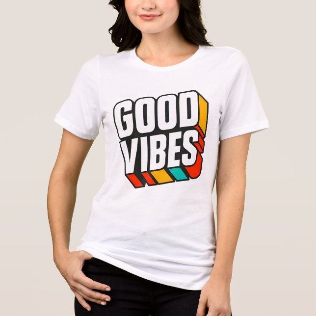 Retro 3D Good Vibes T-Shirt (Framsida)