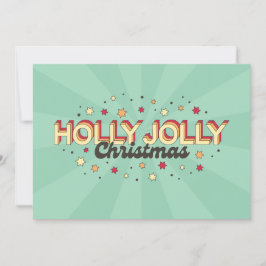 Retro 3d Holly jolly christmas txt design Inbjudningar