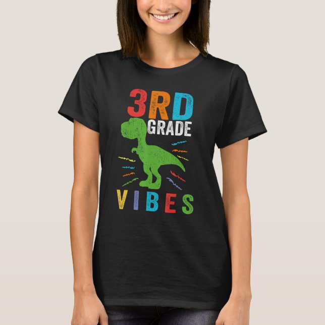 Retro 3rd Klass Vibes Trex Lärare Student Educato T Shirt (Framsida)