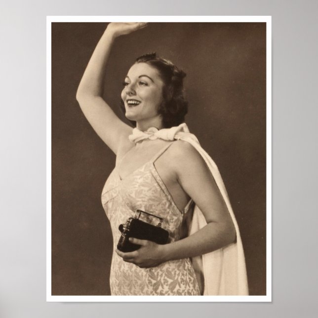 Retro 40-åring i baddräkt poster (Framsidan)