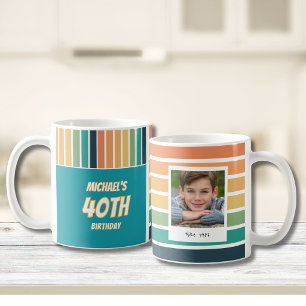 Retro 40-årsfirande för honom Foto Kaffemugg