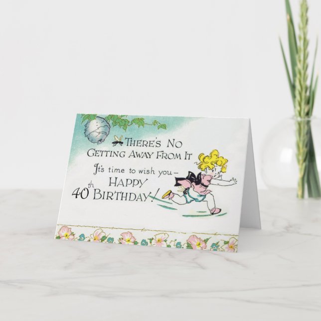Retro 40:e födelsedagen kort (Framsida)