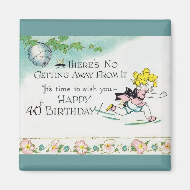 Retro 40:e födelsedagen magnet (Framsidan)