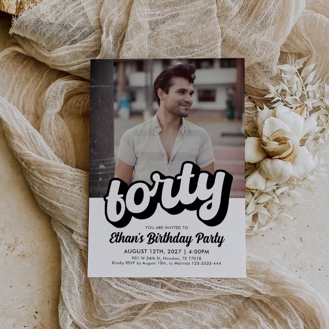 Retro 40:e födelsedagsinbjudan | Fyrtio födelsedag Inbjudningar (Skapare uppladdad)