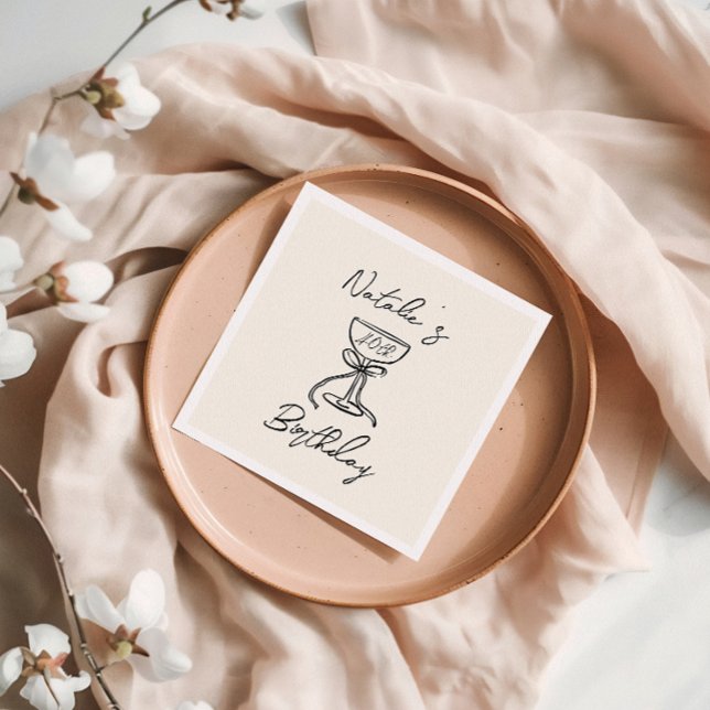 Retro 40:e Hand plockade Bow Champagne Glass Birth Pappersservett (Skapare uppladdad)