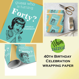 Retro 40 födelsedag 🎁 kvinnans Party Presentpapper