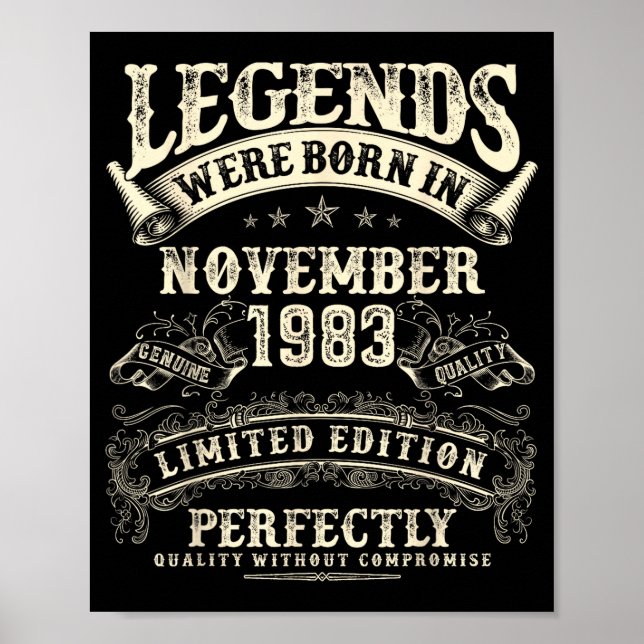 Retro 42nd Birthday For Men 42 Year Old November 1 Poster (Framsidan)