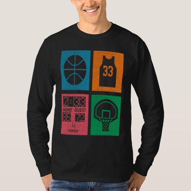 Retro 4 Color Block Basketball T Shirt (Framsida)