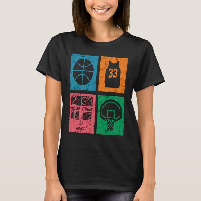 Retro 4 Color Block Basketball T Shirt (Framsida)