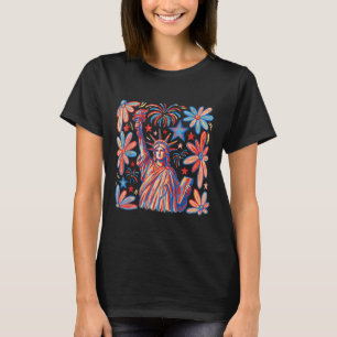 Retro 4:e juli-Frihetsgudinnan America Girl Wome T Shirt
