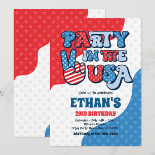 Retro 4:e juli Party i USA-Födelsedagsfesten Inbjudningar