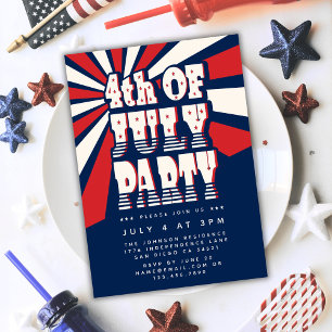 Retro 4:e juli Röd vit och blå Party Inbjudningar