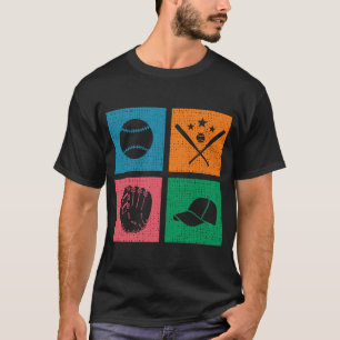 Retro 4 Färg Block Baseball T Shirt