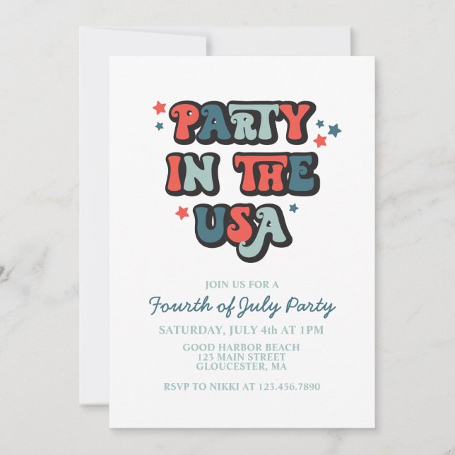 Retro 4 juli-fest i USA-inbjudan Inbjudningar (Framsida)