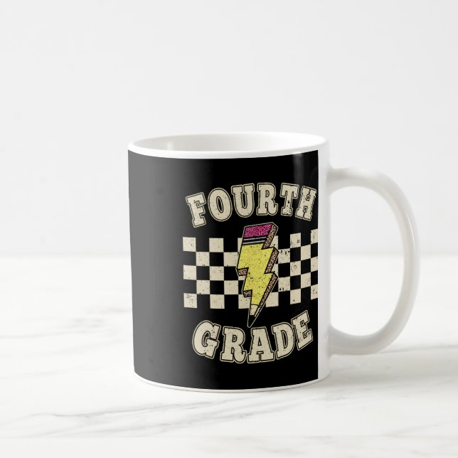Retro 4th Fourth Grade Teacher Lightning Bolt Penc Kaffemugg (Höger)