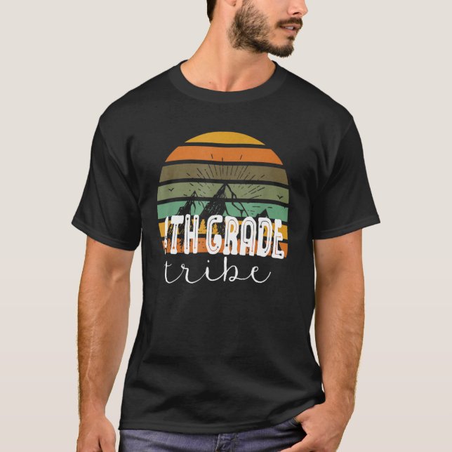 Retro 4th Grade Tribe Fourth Grade Back To School  T Shirt (Framsida)