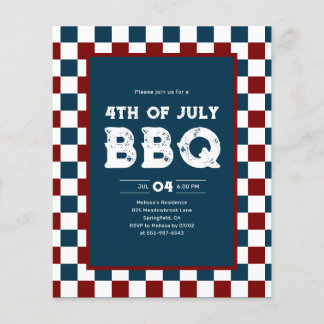 Retro 4th of July BBQ Party Checkered  Flygblad