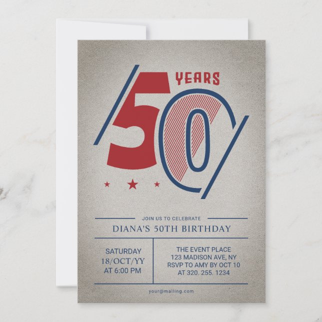 Retro 50:e födelsedagen inbjudningar (Framsida)