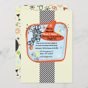 Retro 50:s 60:e Vintage Houseuppvärmning Party Inbjudningar