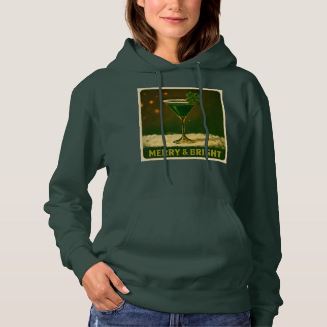 Retro 50-tal 4-Bladig Klöver Irländsk Jul Martini T Shirt (Framsida)
