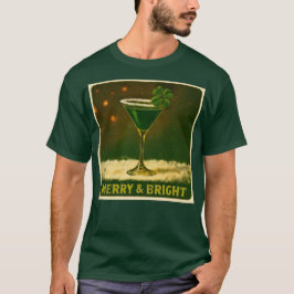 Retro 50-tal 4-bladig klöver irländsk jul Martini T Shirt
