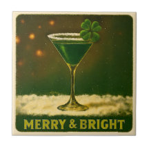 Retro 50-tal 4 Leaf Clover Irländsk jul Martini