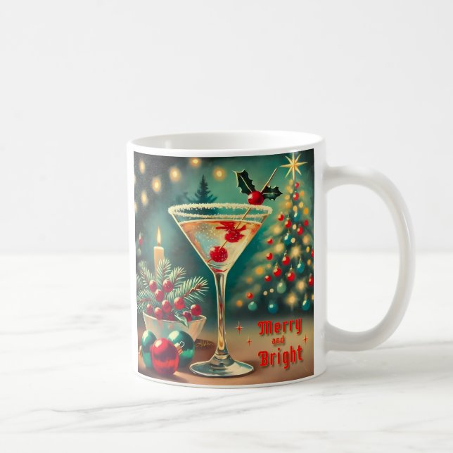 Retro 50-tal Merry Bright Christmas Cocktail Marti Kaffemugg (Höger)