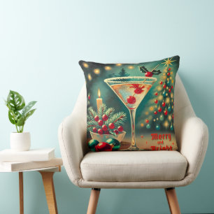 Retro 50-tal Merry Bright Christmas Cocktail Marti Kudde