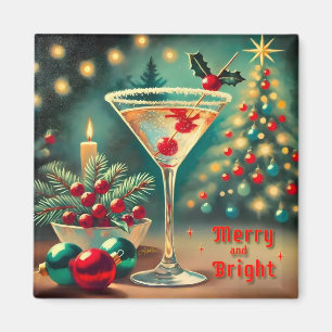 Retro 50-tal Merry Bright Christmas Cocktail Marti Magnet