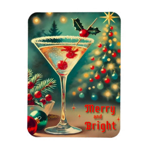 Retro 50-tal Merry Bright Christmas Cocktail Marti Magnet