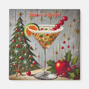 Retro 50-tal Merry Bright Julgodis Cocktail Magnet