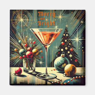 Retro 50-tal Merry & Bright Julmartini Magnet