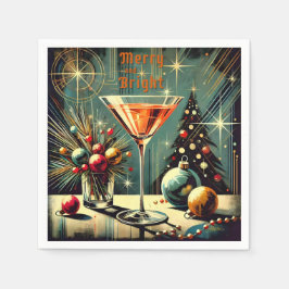 Retro 50-tal Merry & Bright Julmartini Pappersservett
