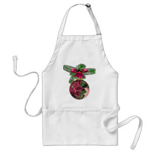 Retro 50-tal Poinsettia Burgundy Ornament Förkläde